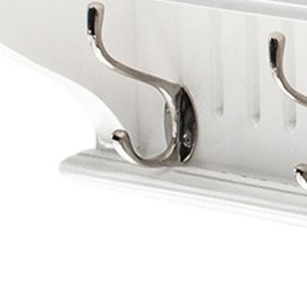 HomeRoots 51" White Solid Wood Coat Rack with 8 Hooks - Coastal Charm for Organized Entryway & Stylish Storage 636376