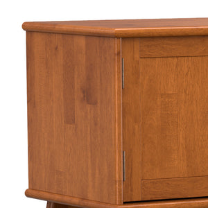 English Elm Draper Teak Mid Century 72" TV Stand for TVs up to 80" — Solid Rubberwood, Cable Management, Brass Hardware B136P203484