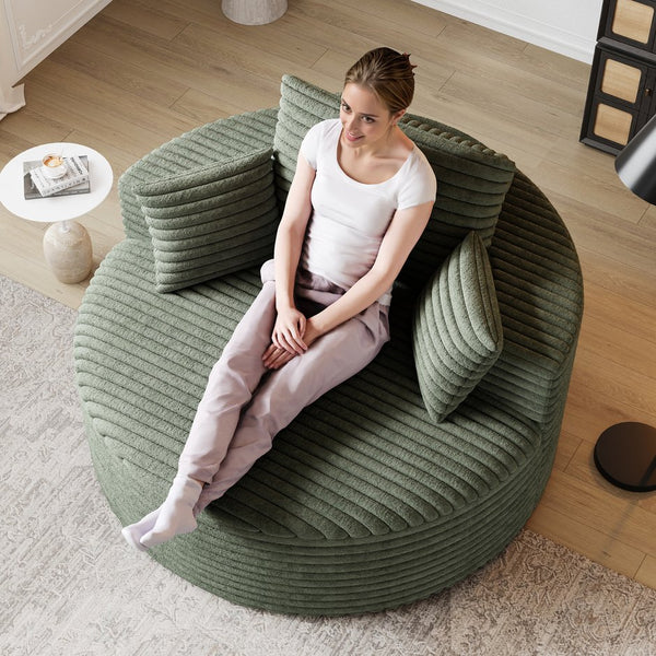 English Elm 50''L Plush Corduroy Sponge Single Sofa Bed with No Assembly, Fluffy Modern Sleeper for Living Areas Green W834P337416