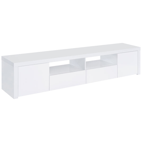 English Elm Garner White High Gloss TV Stand with Soft-Close Drawers, Adjustable Shelves & 6 Compartments B062P358302