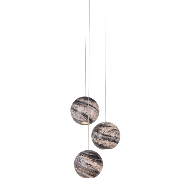 Palatino Multi-Drop Pendant Light – Celestial Glass Shade with Blue and Silver Finish for Elegance