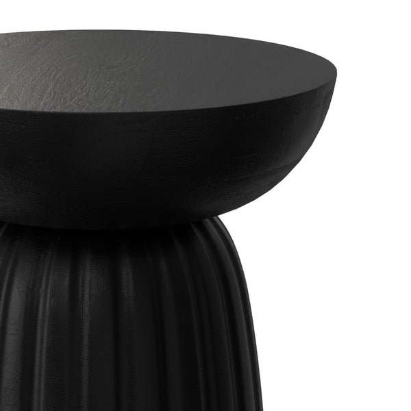 English Elm Boyd Solid Mango Wood Accent Table Hand Carved Artisan Piece for Modern Living Black B136P414662