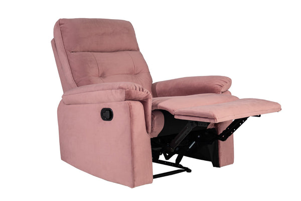 English Elm Single Tufted Velvet Manual Recliner with Plush Headrest for Living Room Comfort B089P240498