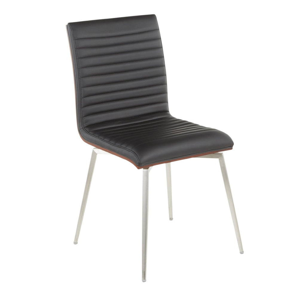 English Elm Contemporary Tufted Swivel Dining Chairs Walnut Wood and Steel Set of 2 B202P223605