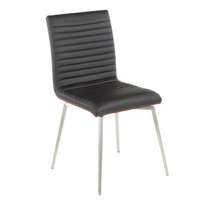 English Elm Contemporary Tufted Swivel Dining Chairs Walnut Wood and Steel Set of 2 B202P223605