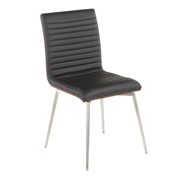 English Elm Contemporary Tufted Swivel Dining Chairs Walnut Wood and Steel Set of 2 B202P223605