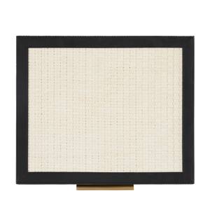 Deanna Decorative Box Set of 2 – Handcrafted Ivory Raffia Storage with Black Leather & Brass Accents