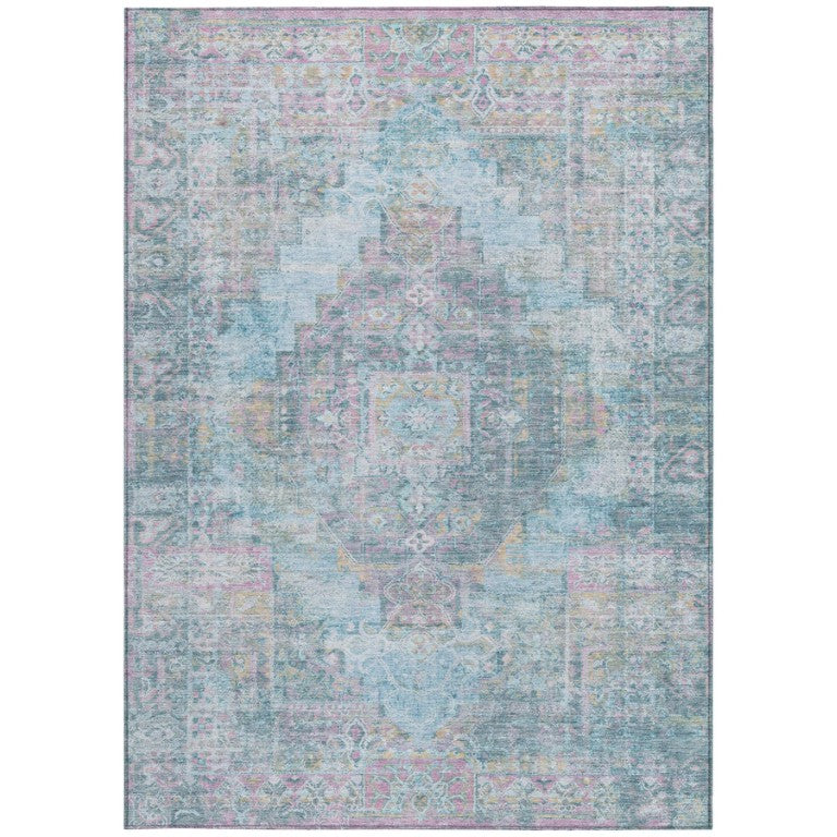 Medallion Polyester Area Rug Washable Stain Resistant for Indoor Outdoor Patio Living Room