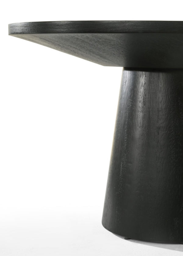 English Elm Jacopo Round Pedestal Console Table Sculptural Ebony Wood Grain Entryway Accent B2749S00216