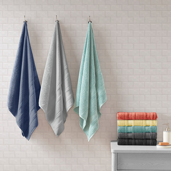 JLA Home Madison Park Essentials - Super Super Soft Cotton Quick Dry Bath Towel Set 6-Piece — Antimicrobial, OEKO-TEX Certified Luxury Seafoam MPE73-668
