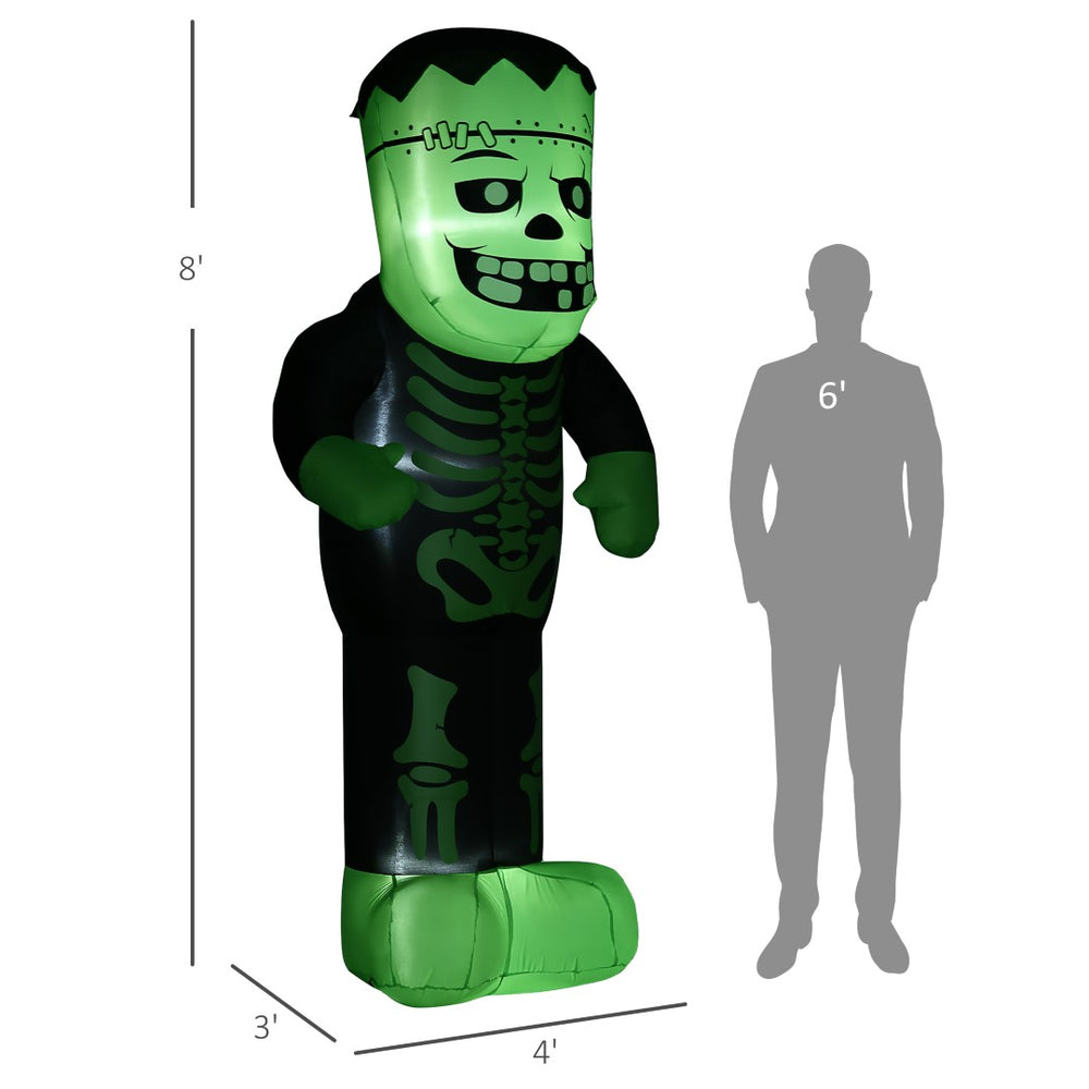 English Elm Outdoor 8 Foot Tall Halloween Skeleton Frankenstein Inflatable with Led Yard Display T3971P382542