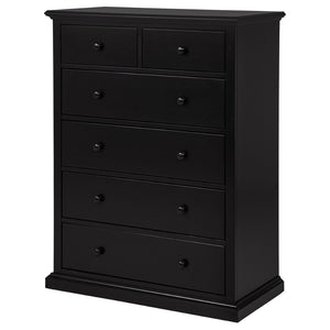 English Elm Anzio Six Drawer Tall Chest Matte Finish Modern Storage for Small Bedroom Spaces Black B062P451784