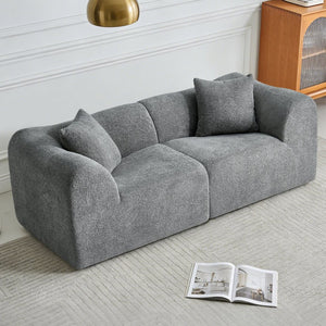 English Elm Modern Velvet Two Seat Loveseat with Pillows Compact Upholstered Sofa for Apartment Gray W1765P349641