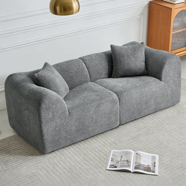 English Elm Modern Velvet Two Seat Loveseat with Pillows Compact Upholstered Sofa for Apartment Gray W1765P349641