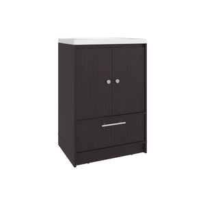 English Elm Bathroom Vanity with Sink Engineered Wood, Single Drawer Storage, Compact Modern Minimalist Design Black 34.25 L x 23.23 W x 13.39 H B097P350324