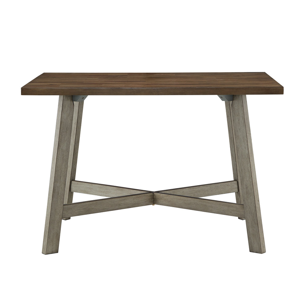 Homelegance French Country Oak 5 Piece Dining Set with Cross Trestle Table and X Back Chairs 636GA