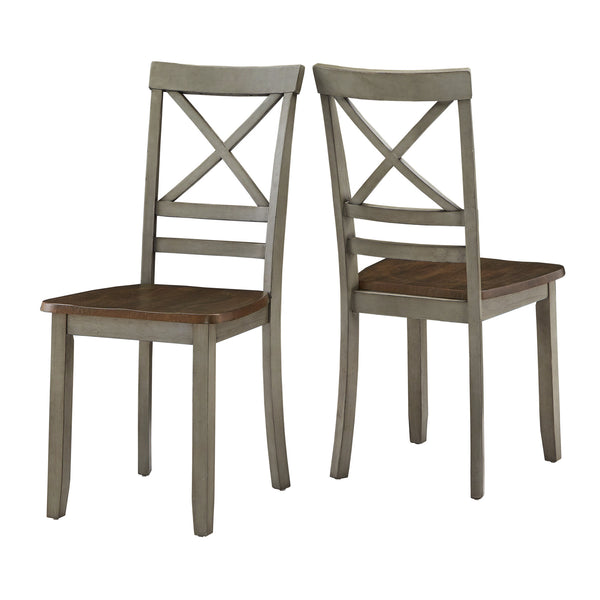 French Country Oak 5 Piece Dining Set with Cross Trestle Table and X Back Chairs