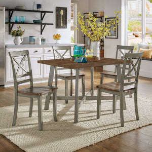 French Country Oak 5 Piece Dining Set with Cross Trestle Table and X Back Chairs