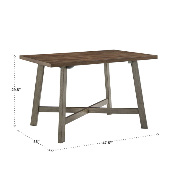 French Country Oak 5 Piece Dining Set with Cross Trestle Table and X Back Chairs