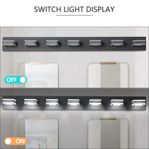 English Elm 45" Modern Black 7-Light Led Vanity Light Fixture - Sleek Acrylic Shades For Flattering Bathroom Illumination W2312P374876