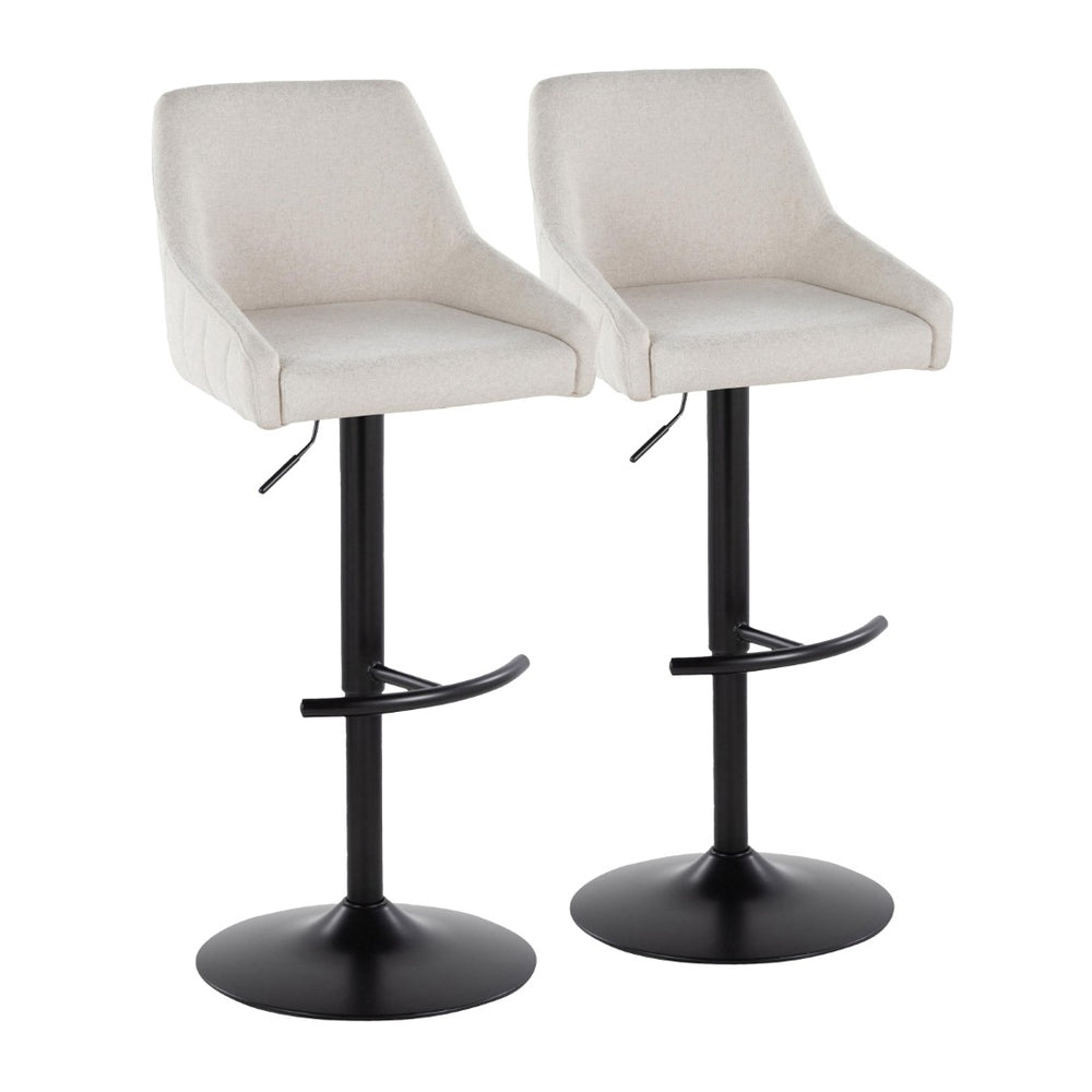 English Elm Adjustable Swivel Barstools Set of 2 Cream Upholstered Seat Black Steel Frame B202S00930