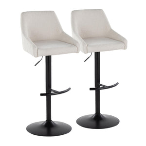 English Elm Adjustable Swivel Barstools Set of 2 Cream Upholstered Seat Black Steel Frame B202S00930