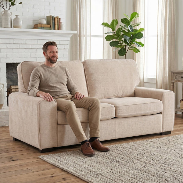 English Elm 69.6" Chenille Upholstered Loveseat with Spring Cushions and Metal Frame for Modern Spaces Beige W3568P431386