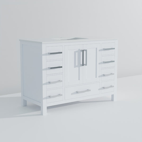 English Elm White Bath Vanity With Elegant Quartz Top & Ample Storage - Modern Design For Your Bathroom! B2731P259065-GIGA