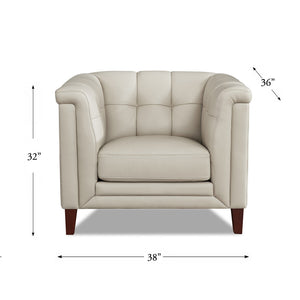 English Elm Arvo Leather Chair with Top-Grain Seating, Pocket Coil Cushions, Feather-Memory Comfort & Durable Frame Beige B2705P328594