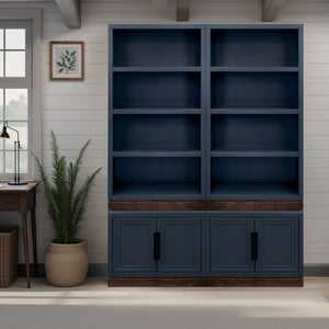 English Elm Nora Modular Two-Door Base Cabinet with Cable Management, Two-Tone Poplar & Alder Finish, Ready to Use Blue B108P345191