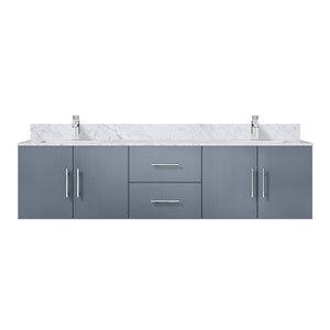 English Elm Dark Grey Double Bath Vanity 72" With Carrara Marble Top, Faucet Set & Ample Storage Solutions B2731P258692