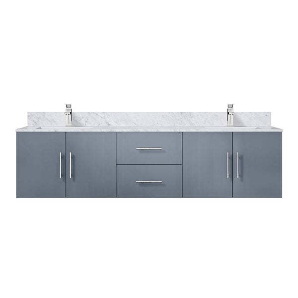 English Elm Dark Grey Double Bath Vanity 72" With Carrara Marble Top, Faucet Set & Ample Storage Solutions B2731P258692