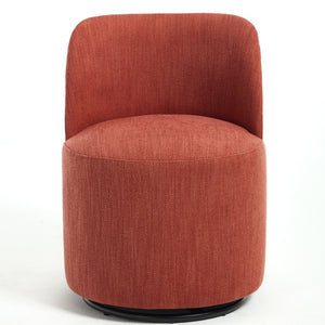 English Elm Set Swivel Barrel Accent Chair Armless Linen Upholstered Compact Seat for Dining Vanity Bedroom Orange W3244P454057