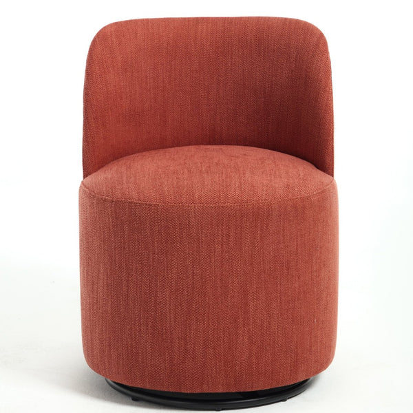 English Elm Set Swivel Barrel Accent Chair Armless Linen Upholstered Compact Seat for Dining Vanity Bedroom Orange W3244P454057