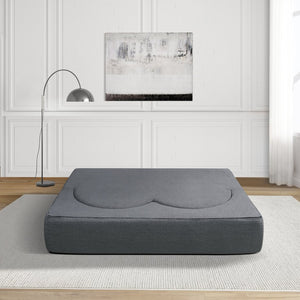 English Elm Folding Floor Futon Sofa Sleeper in Plush Teddy Velvet for Studio or Guest Rooms Light Grey W3739P368634