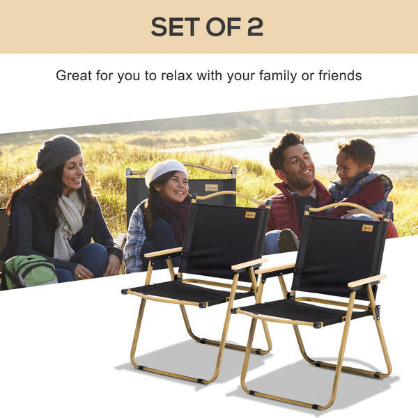 English Elm Outsunny 2 Pack Lightweight Folding Camping Chairs - Portable, Durable, Perfect For Outdoor Adventures W2225P200796-GIGA