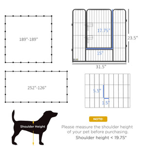 English Elm 220.5" Modular Steel Dog Playpen 24 Panels Lockable Doors Indoor Outdoor Pet Fence T3971S00064