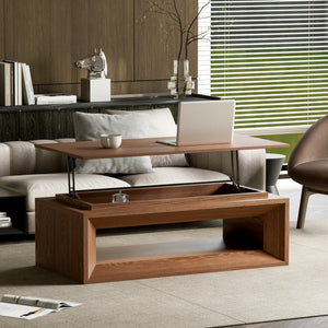 English Elm 43.3'' Wood Veneer Lift Top Coffee Table with Hidden Storage for Living Room Walnut W1435P453255