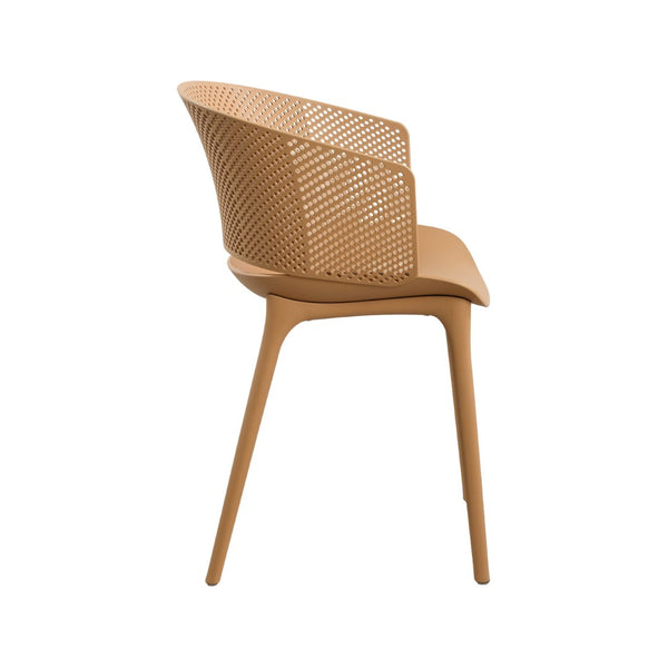 English Elm Gerald Outdoor Stackable Dining Chairs Uv Resistant Molded Plastic Patio Set of 2 Brown Yellow N776P390476Y