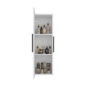 English Elm Magna Tall Narrow Wall Cabinet Three Shelves Melamine Bathroom Storage Organizer White B097P474282