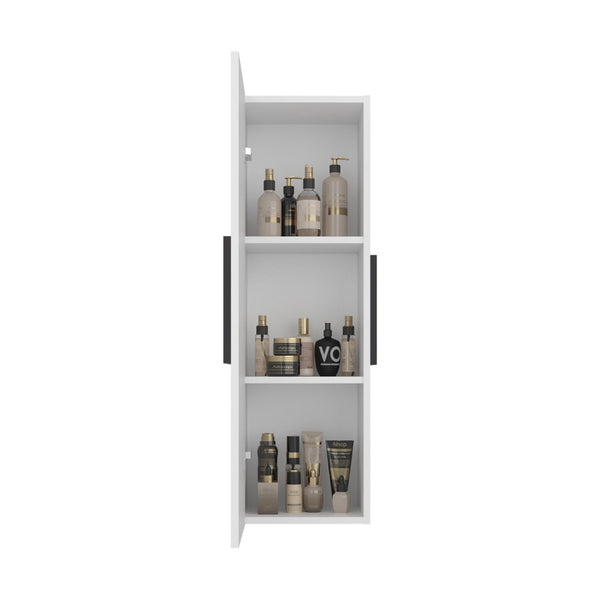 English Elm Magna Tall Narrow Wall Cabinet Three Shelves Melamine Bathroom Storage Organizer White B097P474282