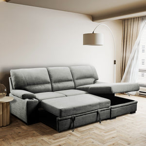 English Elm Luxurious Sectional Sleeper Sofa with Storage, Cupholders & Pocket Coil Comfort for Entertaining 93"L B2741S00008