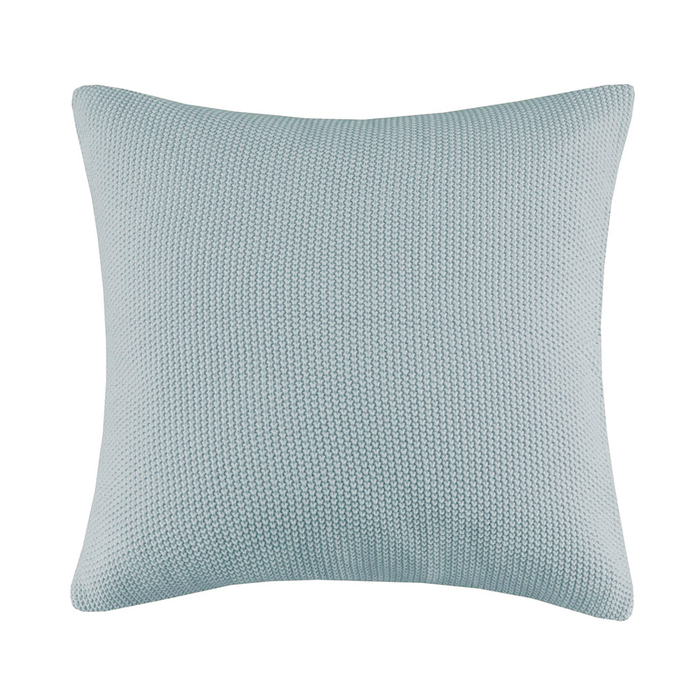 JLA Home INK+IVY - Euro Plush Knit Pillow Cover — Ultra-Soft Acrylic Euro Size with Hidden Zipper, Machine Washable Cozy Texture Light Blue II21-1305