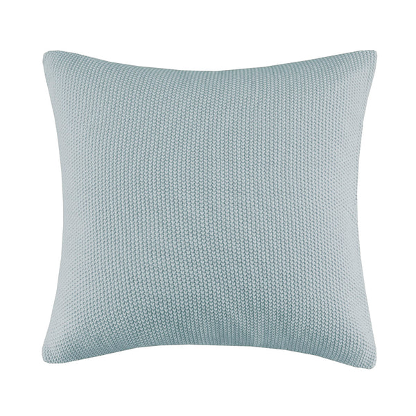 JLA Home INK+IVY - Euro Plush Knit Pillow Cover — Ultra-Soft Acrylic Euro Size with Hidden Zipper, Machine Washable Cozy Texture Light Blue II21-1305