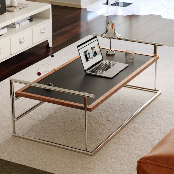 English Elm Rio Bauhaus Flip Top Coffee Table Solid Wood and Steel for Modern Apartment Living W3318P308508