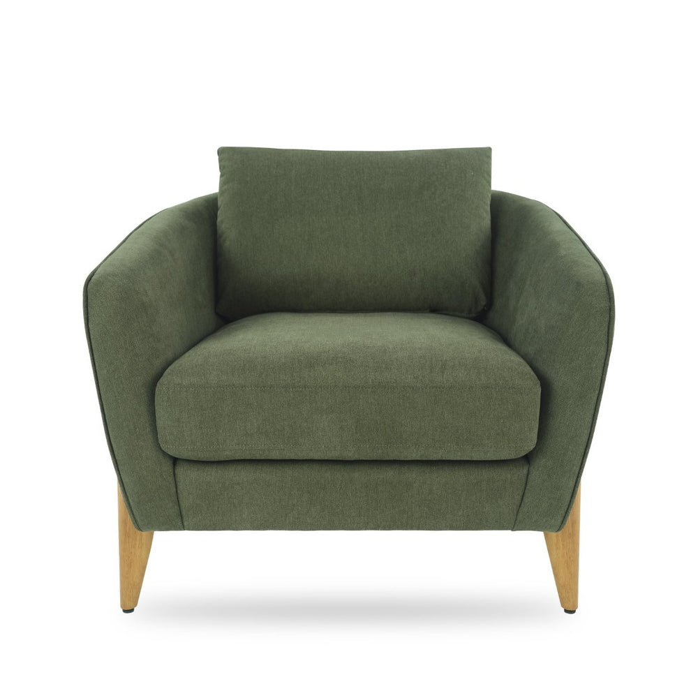 English Elm Accent Armchair Upholstered Low Profile Reading Chair with Lumbar Pillow Modern Living Room Seat Green W2308P462509