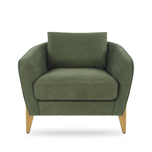 English Elm Accent Armchair Upholstered Low Profile Reading Chair with Lumbar Pillow Modern Living Room Seat Green W2308P462509