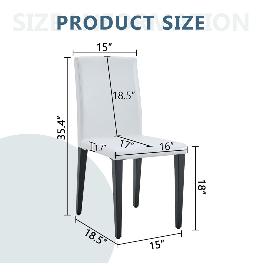 English Elm White Pu Leather Dining Chair with Ergonomic Back and Black Metal Base for Modern Interiors W1151S04615