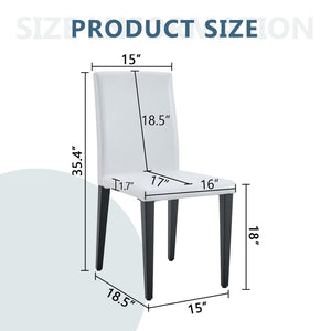 English Elm White Pu Leather Dining Chair with Ergonomic Back and Black Metal Base for Modern Interiors W1151S04615