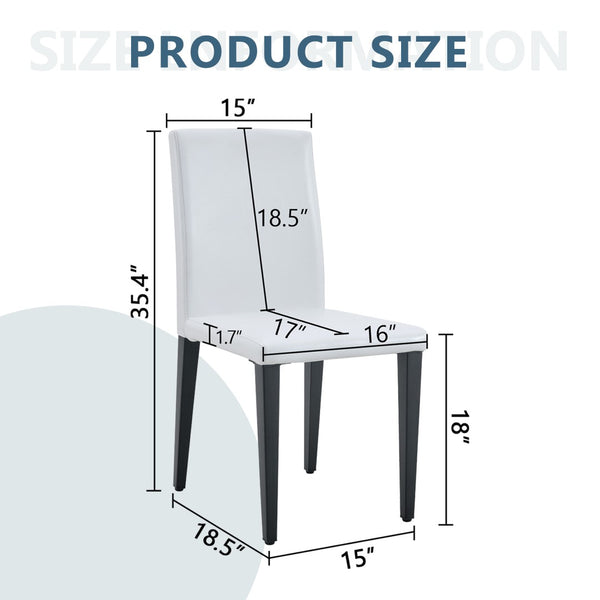 English Elm White Pu Leather Dining Chair with Ergonomic Back and Black Metal Base for Modern Interiors W1151S04615